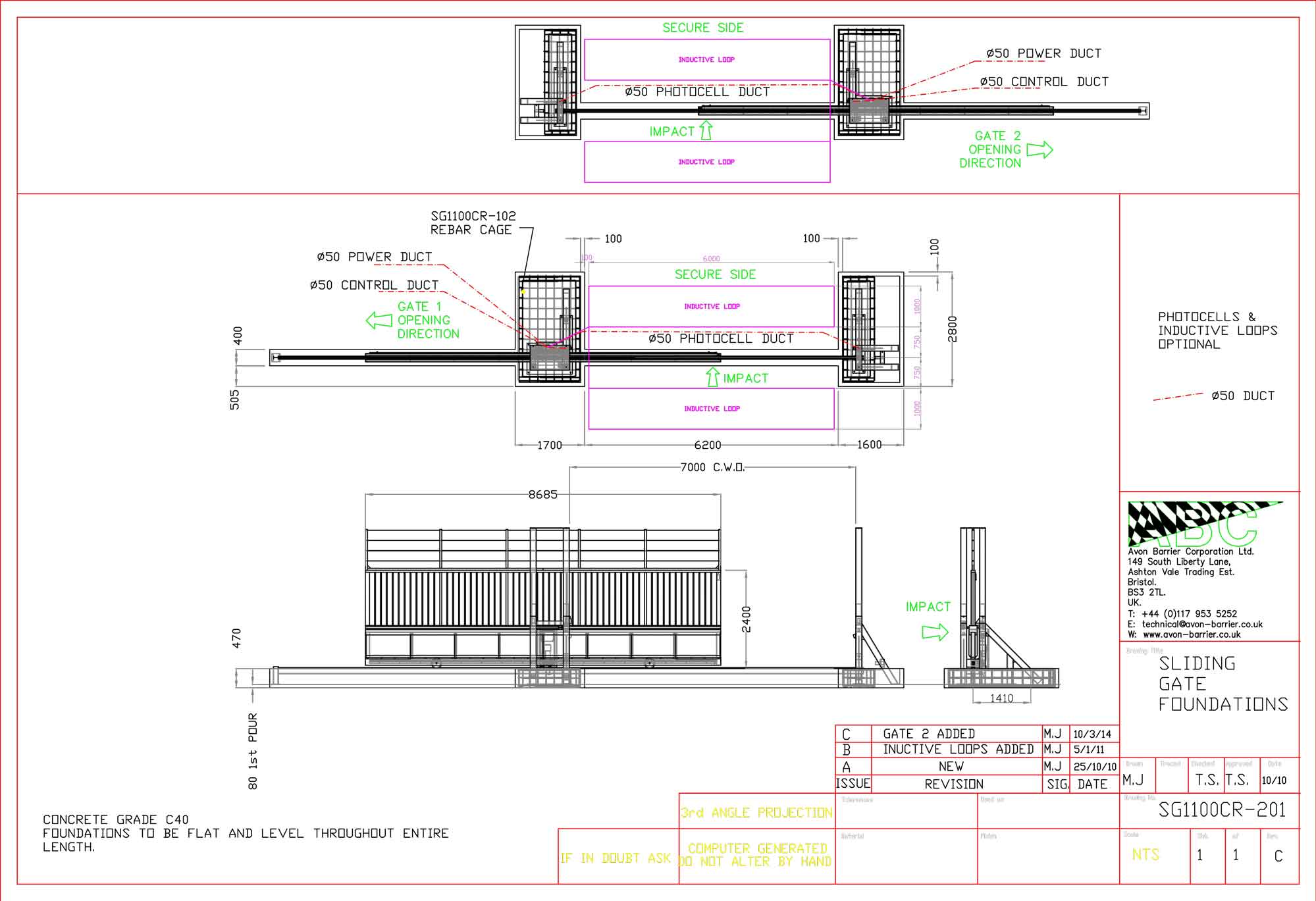 SG1100CR 201 SlidingGate drawings